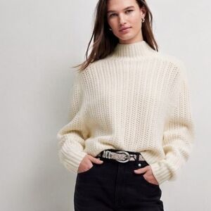 Madewell Pointelle Merino Wool Mock Turtle Sweater Size S